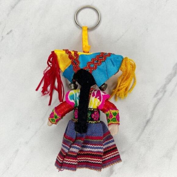 Colorfully Dressed Doll Keychain Keyring - Picture 6 of 9